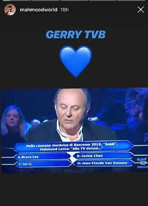 Chi vuol essere milionario?, il concorrente fa una gaffe su Mahmood: Gerry non ci sta