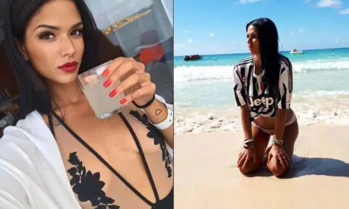 Giulia Puspi, sexy vacanza a Dubai con la maglia della Juventus