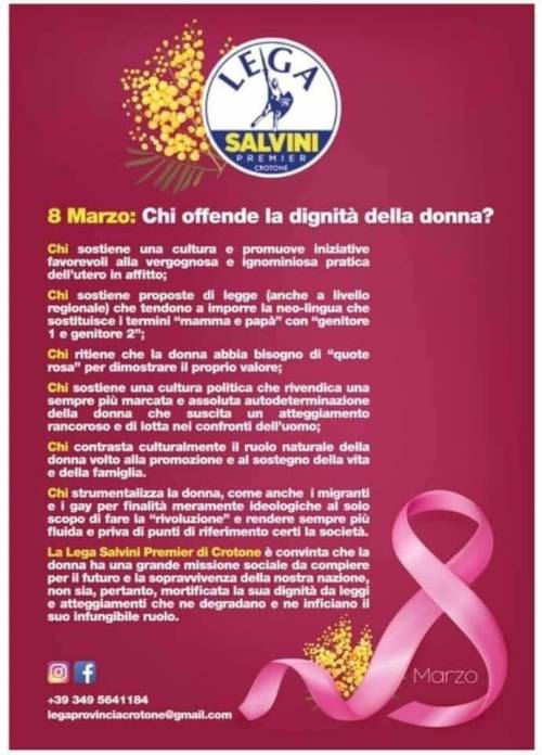 Fratoianni contro il manifesto della Lega Crotone: "Offesa dignità donna"