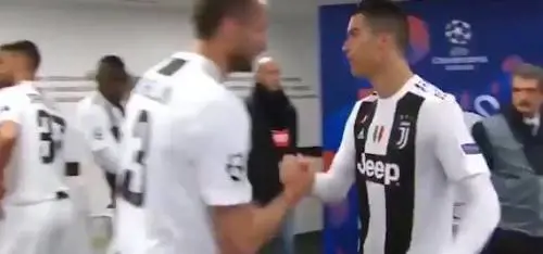 Juventus-Atletico Madrid: Cristiano Ronaldo carica i compagni durante l'intervallo