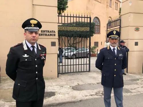 Le forze dell'ordine a presidio di Villa Igiea, l'hotel che ospiterà il Presidente Xi
