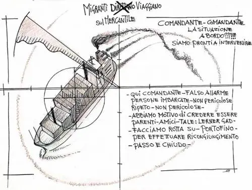 La vignetta del giorno - I migranti viaggiano sul mercantile