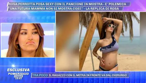 Pomeriggio 5, Rosa Perrotta attaccata in studio per il pancione in bella vista