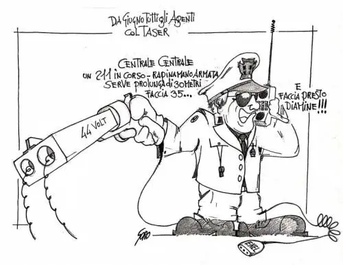 La vignetta del giorno - La polizia e il taser (con la prolunga)