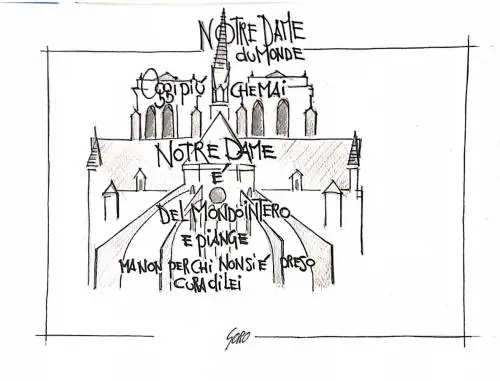 La vignetta del giorno: il mondo piange Notre Dame 
