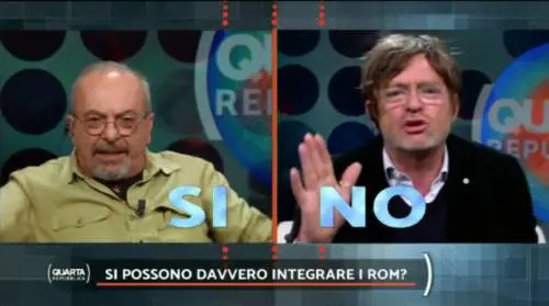 Facci vs Vauro sui rom: "Non si possono integrare", "Sei un cretino!"