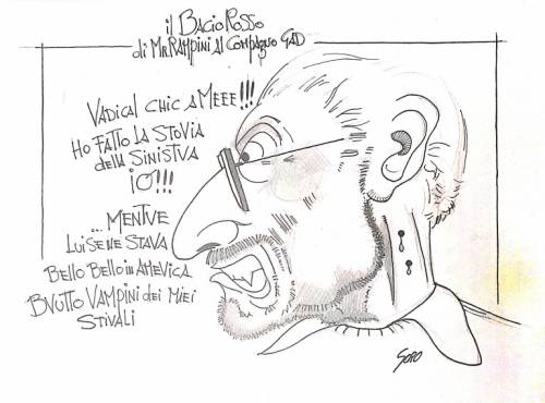 La vignetta del giorno - Il bacio rosso di Rampini a Lerner