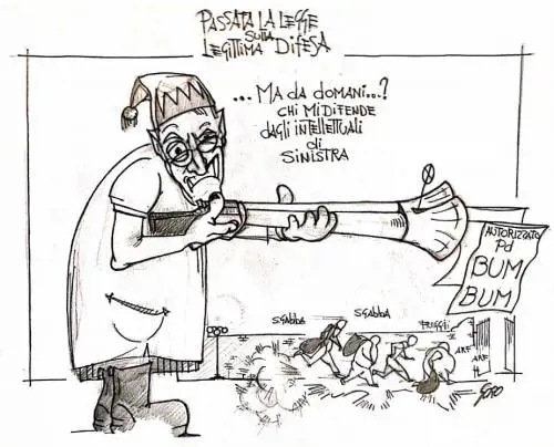 La vignetta del giorno: sì alla legittima difesa, ma chi ci difende dalla sinistra?