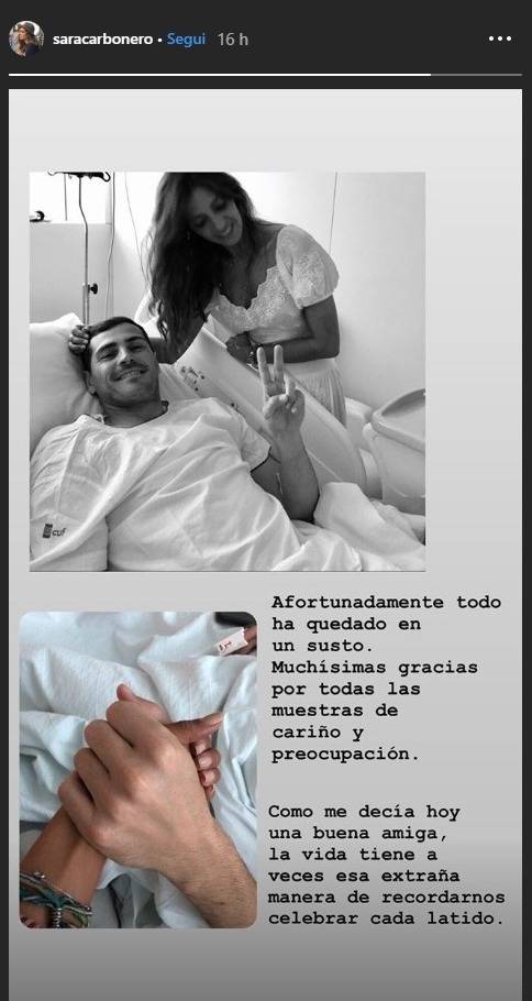 Iker Casillas in ospedale, la moglie Sara corre da lui