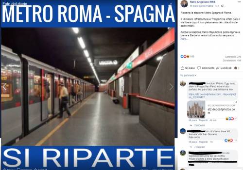M5S festeggia riapertura metro a Roma. Ma usa una foto di Milano