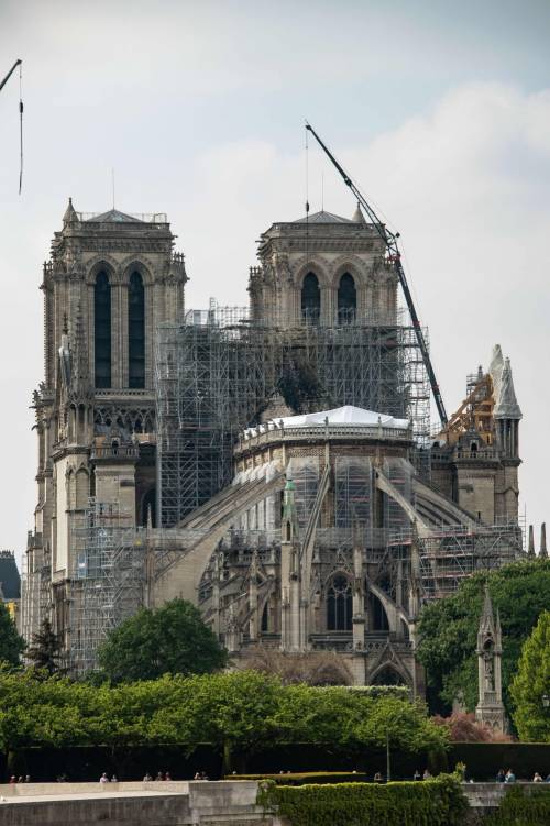 Notre Dame, prima messa dopo l'incendio: casco obbligatorio