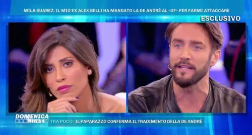 Domenica Live, scontro tra Mila Suarez e Alex Belli. Lei: "Non sono pazza"