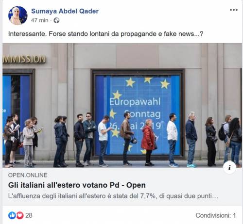 La consigliera musulmana: "Senza fake news si vota Pd"