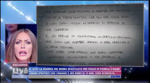 Il "finto" figlio adottivo di Pamela Prati  costretto a fingere un tumore alla gola