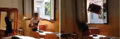 Mantova, gruppo di alunni lancia un banco dalla finestra