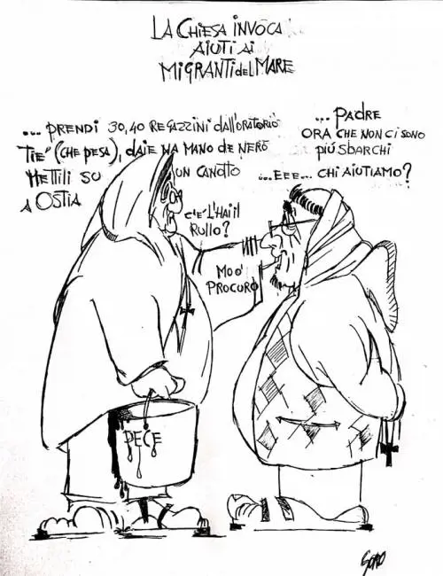La vignetta del giorno: la Chiesa senza più migranti