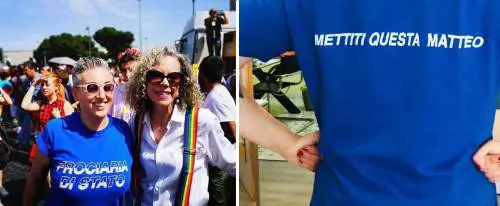 La maglietta choc sulla polizia. E la Cirinnà ghigna al Gay Pride