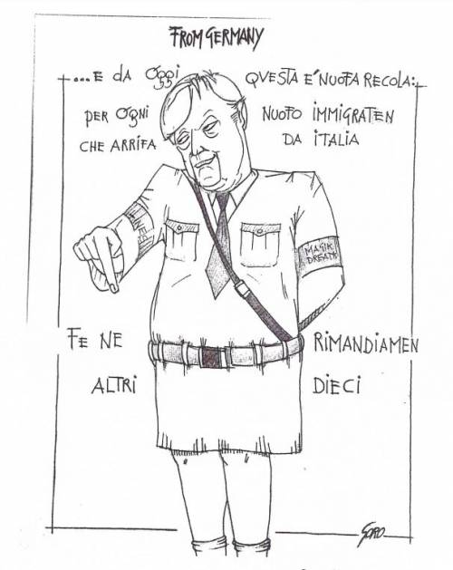 La vignetta del giorno - La Merkel ci manda i migranti