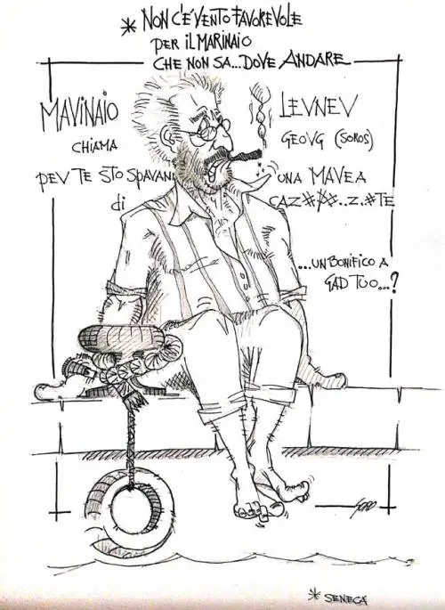 La vignetta del giorno: il marinaio Gad Lerner che non sa dove andare