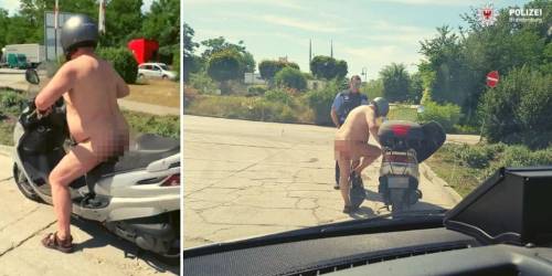 Gira nudo in scooter e la polizia lo ferma: "Fa troppo caldo"