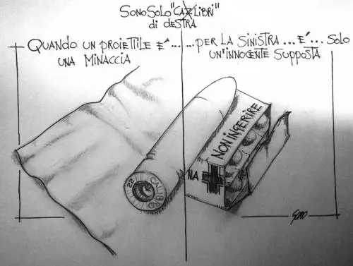 La vignetta del giorno: quando il proiettile è una minaccia, per la sinistra è una supposta