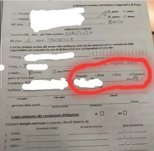 "Rom, sinti, caminante?" È polemica sul modulo per l'iscrizione a scuola