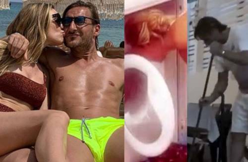 Francesco Totti spazza e spiazza: la vacanza da casalingo a Sabaudia con Ilary Blasi