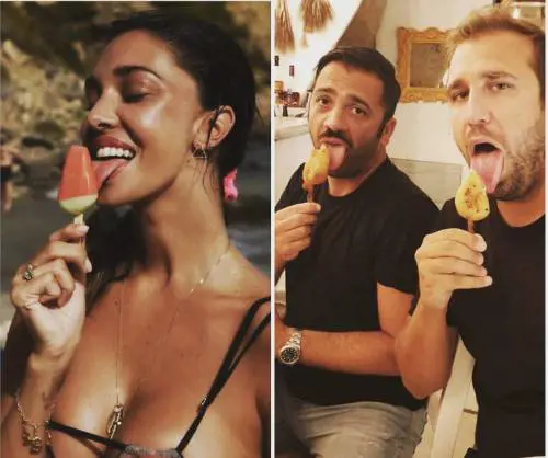Pio e Amedeo prendono in giro Belen: anche loro con il sexy ghiacciolo