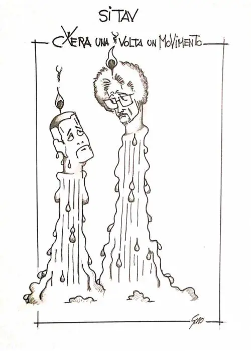 La vignetta del giorno - M5s si scioglie con la Tav