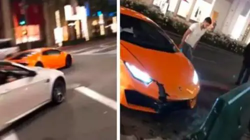 Noleggia una Lamborghini e la distrugge sul marciapiede