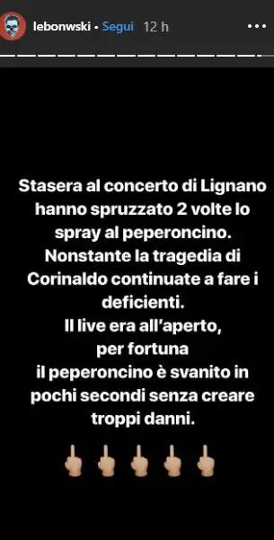 Ancora spray urticante Ma Salmo evita la strage