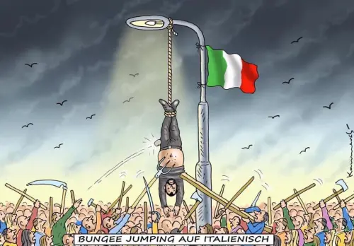 Salvini appeso a testa in giù: vignetta choc dalla Germania
