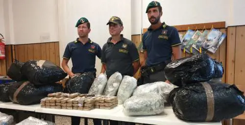 Finanza sequestra 84 kg di droga nascosti tra l'erba del prato sul tir
