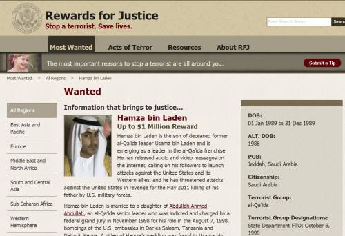 Per l'Fbi Hamza bin Laden è ancora ricercato