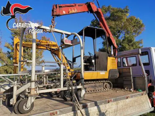 San Severo, ladri di gru ed escavatori in trasferta: arrestati in due