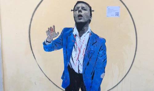 A Firenze spunta un murale su Renzi zombie
