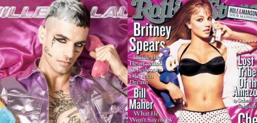 Achille Lauro posa disteso sulle lenzuola rosa come Britney Spears