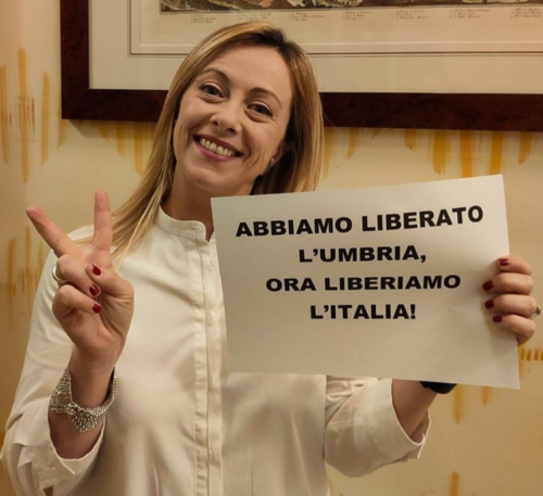 Umbria, la Meloni gioisce: "Un ceffone a Movimento 5 Stelle e Pd"