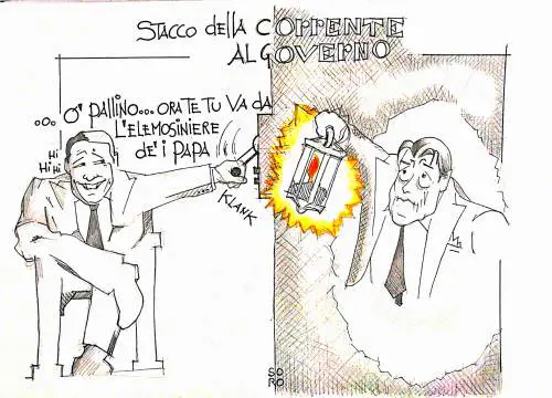 La vignetta del giorno: Renzi stacca la corrente al governo