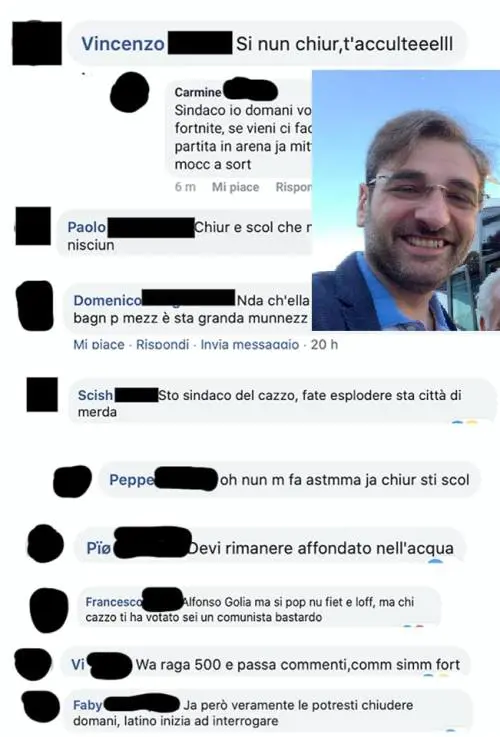 Nel riquadro il sindaco Alfonso Golia