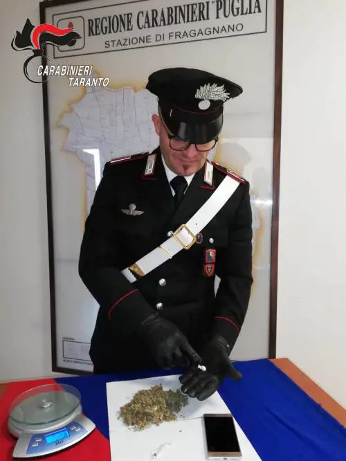 Taranto, spacciava marijuana, hashish e cocaina: un arresto