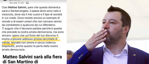 L'attacco choc a Salvini sul web: "Spero che sarai ricoperto di m..."