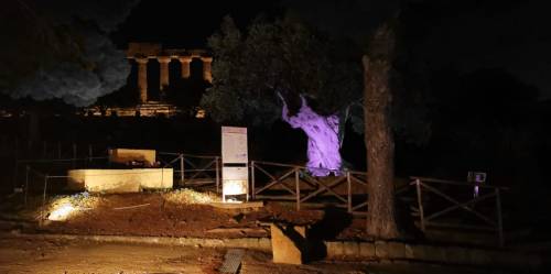 Agrigento, il tempio di Giunone si illumina di viola per i bimbi nati prematuri