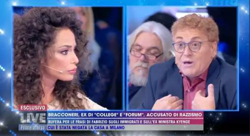 Raffaella Fico e Fabrizio Bracconeri, scontro sul razzismo nel salotto di Live!
