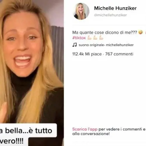 Michelle Hunziker su Tik Tok aderisce alla challenge #diconodime: "Rido troppo e sono sempre incinta"