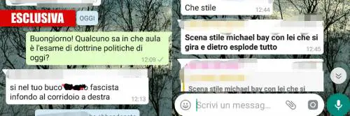 "Dov'è l'aula?", "Nel tuo buco di..., fascista". Sms choc a studente di destra