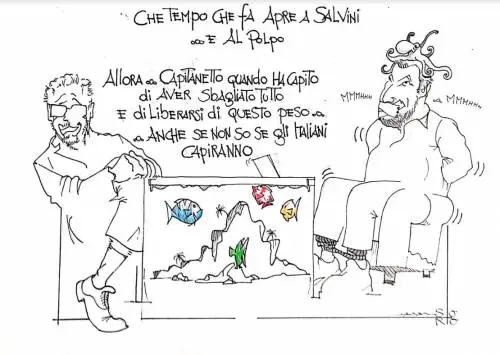 La vignetta del giorno: Che tempo che fa apre a Salvini e al polpo