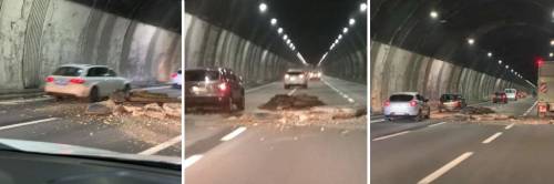 Paura sulla A26 in Liguria: cade il soffitto della galleria