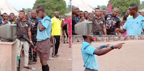 VAR, immagini choc in Africa: arbitro con il fucile puntato