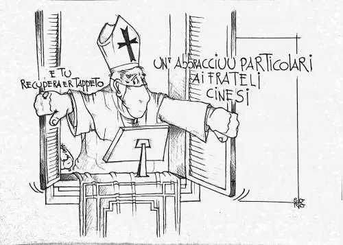 La vignetta del giorno: il Papa condanna l'allarmismo per il Corona virus
